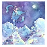 Illustration montagne et lune